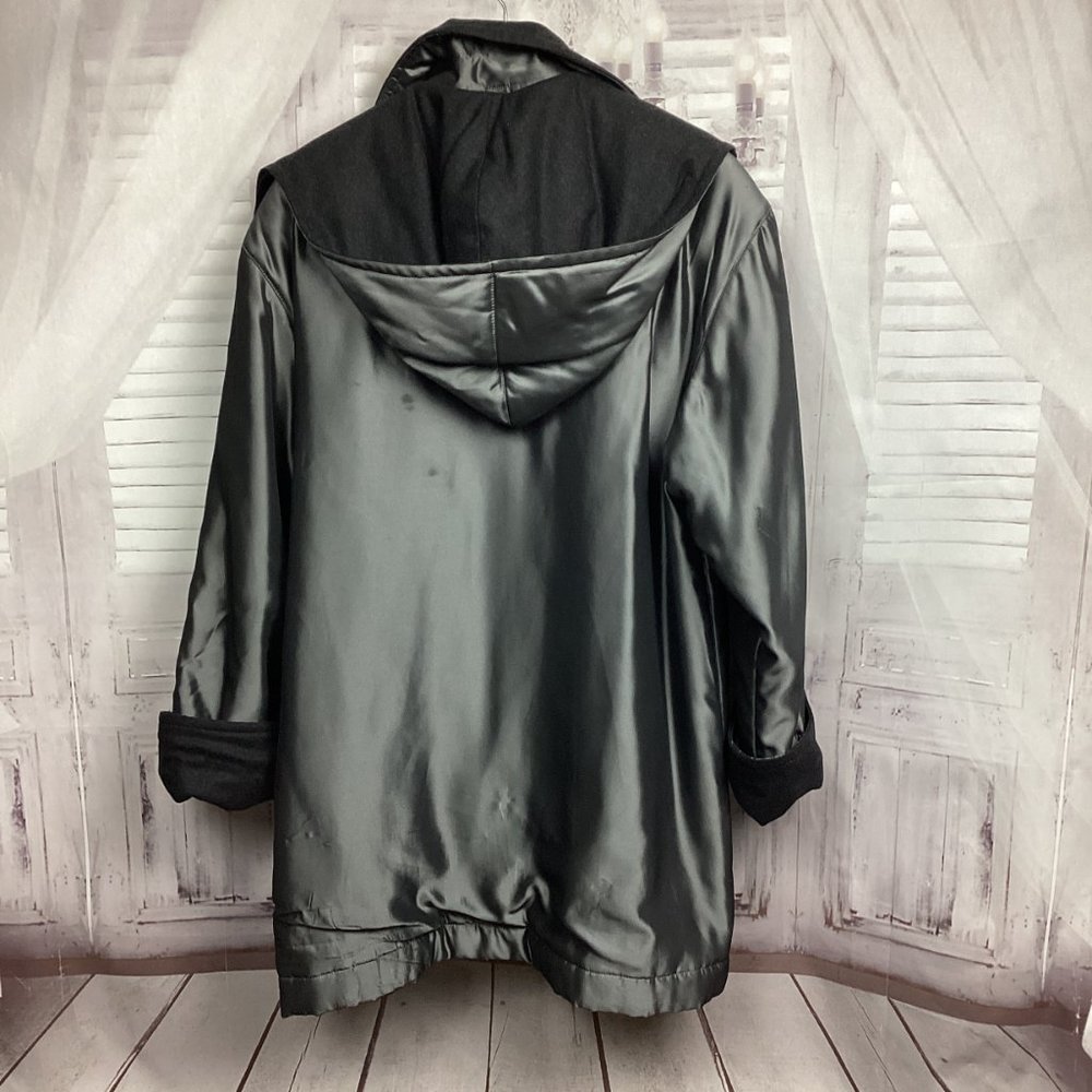Escada Margaretha Ley Grey Metallic Hooded Cashmere Lined Coat M - Picture 7 of 14